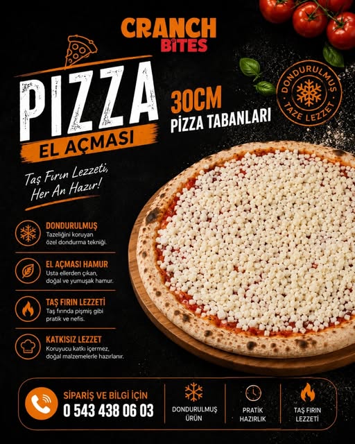 Cranch Bites 30 cm el açması donuk pizza tabanları